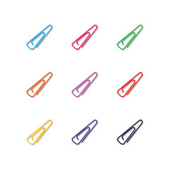 Set of multicolored paper clips, vector illustration.