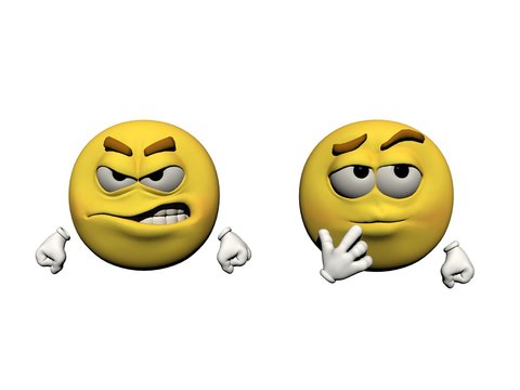 emoticon angry and that questions - 3d render
