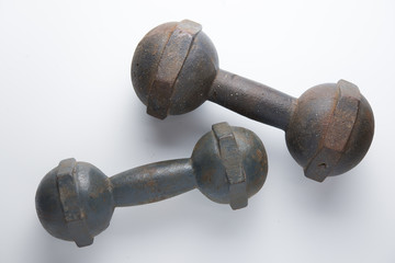 Old & Rush metal dumbbell, Isolated on white