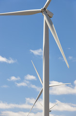 Wind turbines in the countryside. Clean alternative renewable en