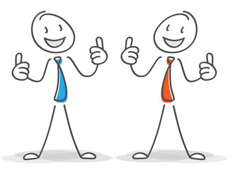 zwei Strichmännchen freuen sich über den Erfolg