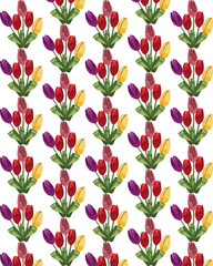 Tulip Flowers Bouquet pattern Vector