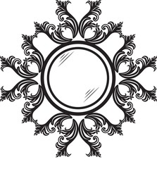 Vintage round ornamented frame. Vector decorated frame