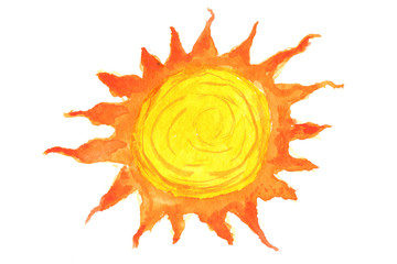 Sun in watercolor