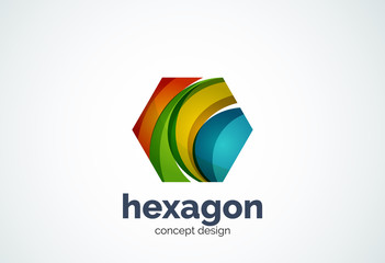 Hexagon logo template, cell concept