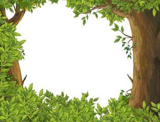 Cartoon scene of forest - border - stage for different usage - illustration for children