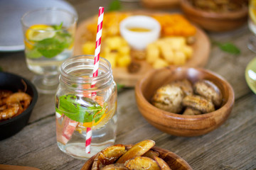 Summer drinks with grapefruit and ice