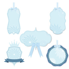 Set of badges label and ribbon, floral tag illustration