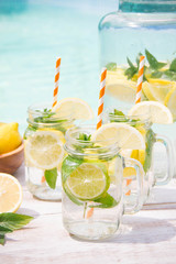 Fresh homemade lemonade with ice