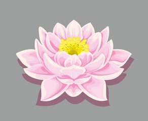 Blooming lotus flower. Beautiful yoga symbol. Healthy lifestyle concept. Vector illustration.