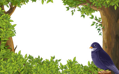 Cartoon scene of forest - border - stage for different usage - illustration for children