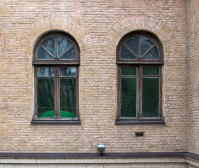 Old windows, grunge windows,  brick texture