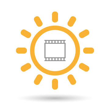 Isolated line art sun icon with   a photographic 35mm film strip