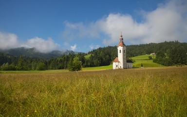 Fototapeta na wymiar Church in Brise near Polhov Gradec town, Slovenia