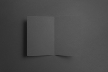 Black A6 Bi-Fold / Half-Fold Brochure Mock-Up