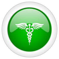 Green glossy web emergency vector icon