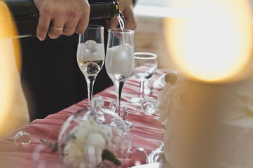 Champagne glasses on a festive table 6444.
