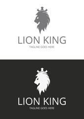 King logo. Lion king.  Two versions. Logo template suitable for businesses and product names. Easy to edit, change size, color and text.
