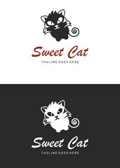 Sweet cat logo. Cat logo. Two versions 
