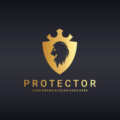 Protector logo. Shield logotype. Logo template suitable for businesses and product names. Easy to edit, change size, color and text.