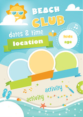 Beach Club or Camp for Kids. Summer Poster Vector Template - 116856171
