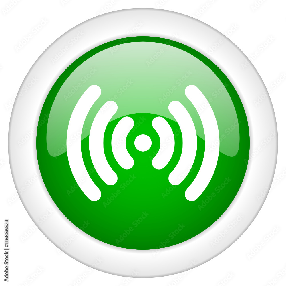 Aufkleber green glossy round web wifi vector icon