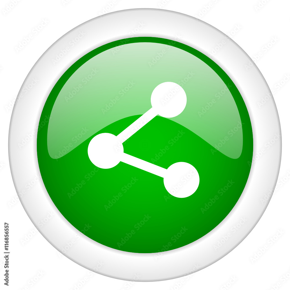 Poster green glossy round web share vector icon