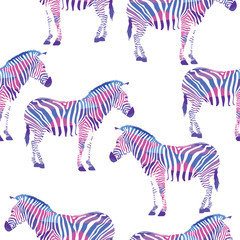 Geometric zebra seamless pattern. Vector illustration isolated on white background.