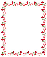 Round frame with red roses. Vector clip art.