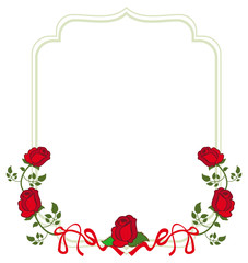 Round frame with red roses. Vector clip art.