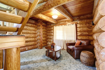 Large log cabin house interior - cozy Sitting room