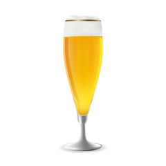 Vector illustration of a glass of beer. Realistic illustration of a beer glass. Vector beer in photorealism style. A glass of beer as a design element.