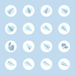 vector icon set of Origami plane collection
