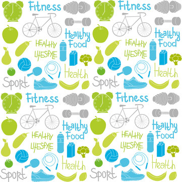 pattern of the symbols of a healthy lifestyle