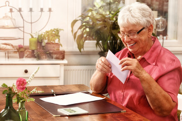 Elderly Lady Writes a Letter