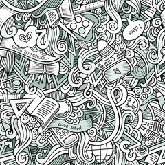 Cartoon cute doodles School seamless pattern
