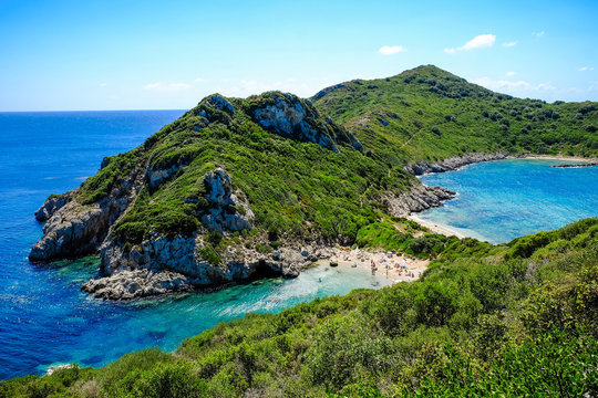 the best beach in Corfu island, Porto Timoni. Important tourist