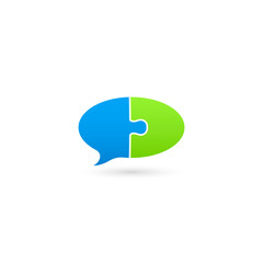 Puzzle speech bubble icon. Isolated on white background. Vector illustration, eps 10.