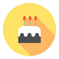 Birthday Cake With Candles Flat Icon