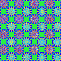 Geometric multicolor fractal mandala seamless pattern for background