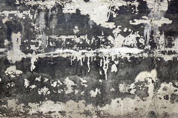 Black Concrete Wall With White Spots And Wreck Plaster Layer