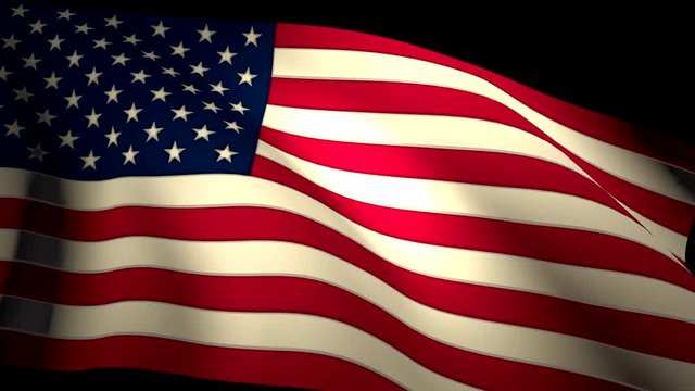 USA US American Flag Closeup Waving Backlit Seamless Loop CG 4K
