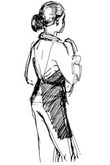  employee cafe girl in apron