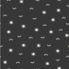 Hand drawn seamless pattern with open and close eyes. Wrapping paper. Abstract vector background. Casual texture. Illustration. Bohemian style. Tribal print. Ethnic doodle art elements. Eye pattern.
