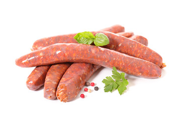 raw sausage isolated on white