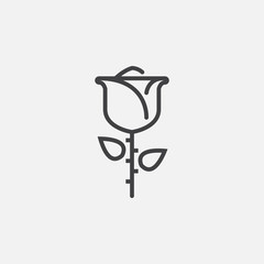 rose line icon, flower outline vector logo illustration, linear pictogram isolated on white