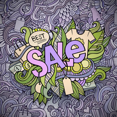 Sale hand lettering and doodles elements background