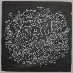 Spa Vector hand lettering and doodles elements chalkboard