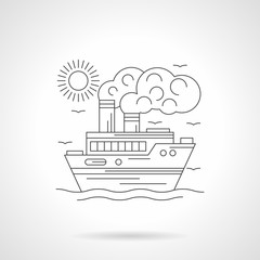 Steamship detailed line vector illustration