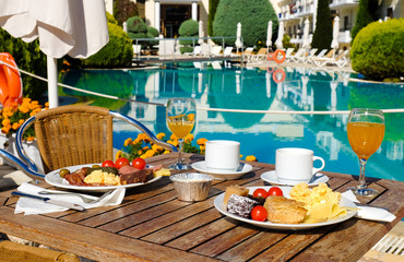 Breakfast served near the pool at standard Hotel, restaurant or